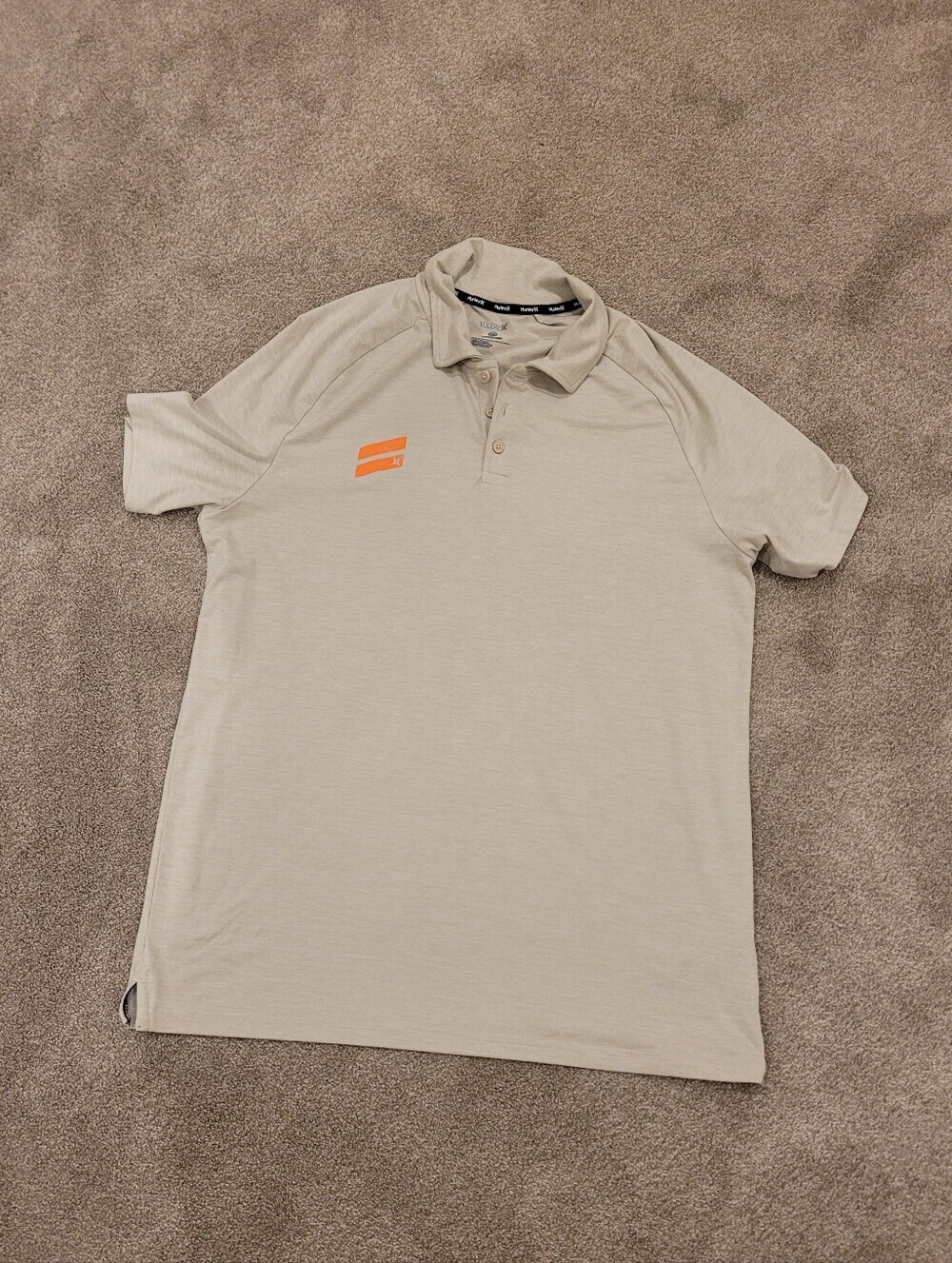Hurley Men's Polo Shirt with Orange Accent Size Large